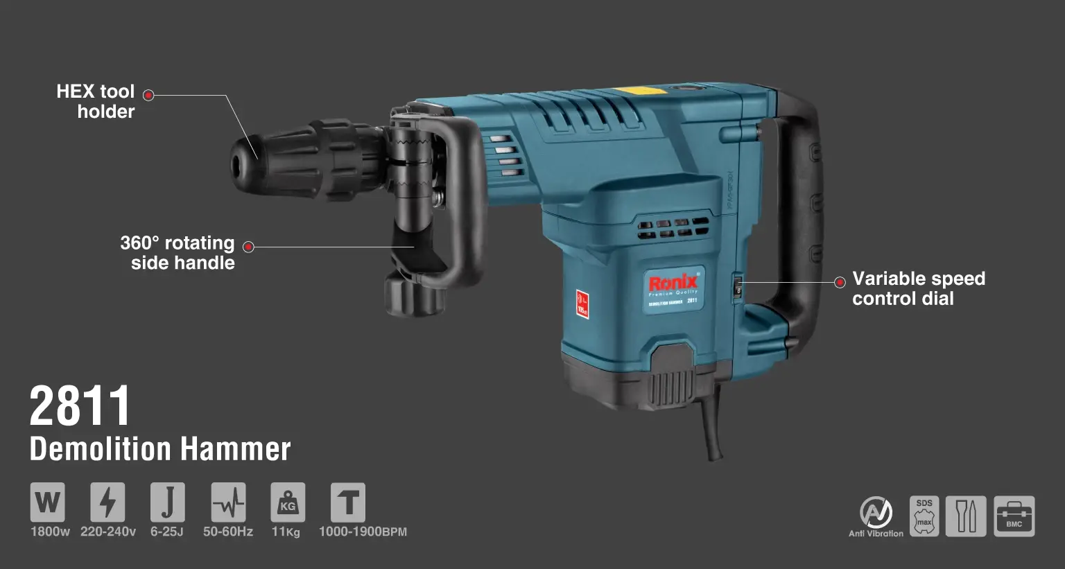 Demolition Hammer 1800W-11 kg