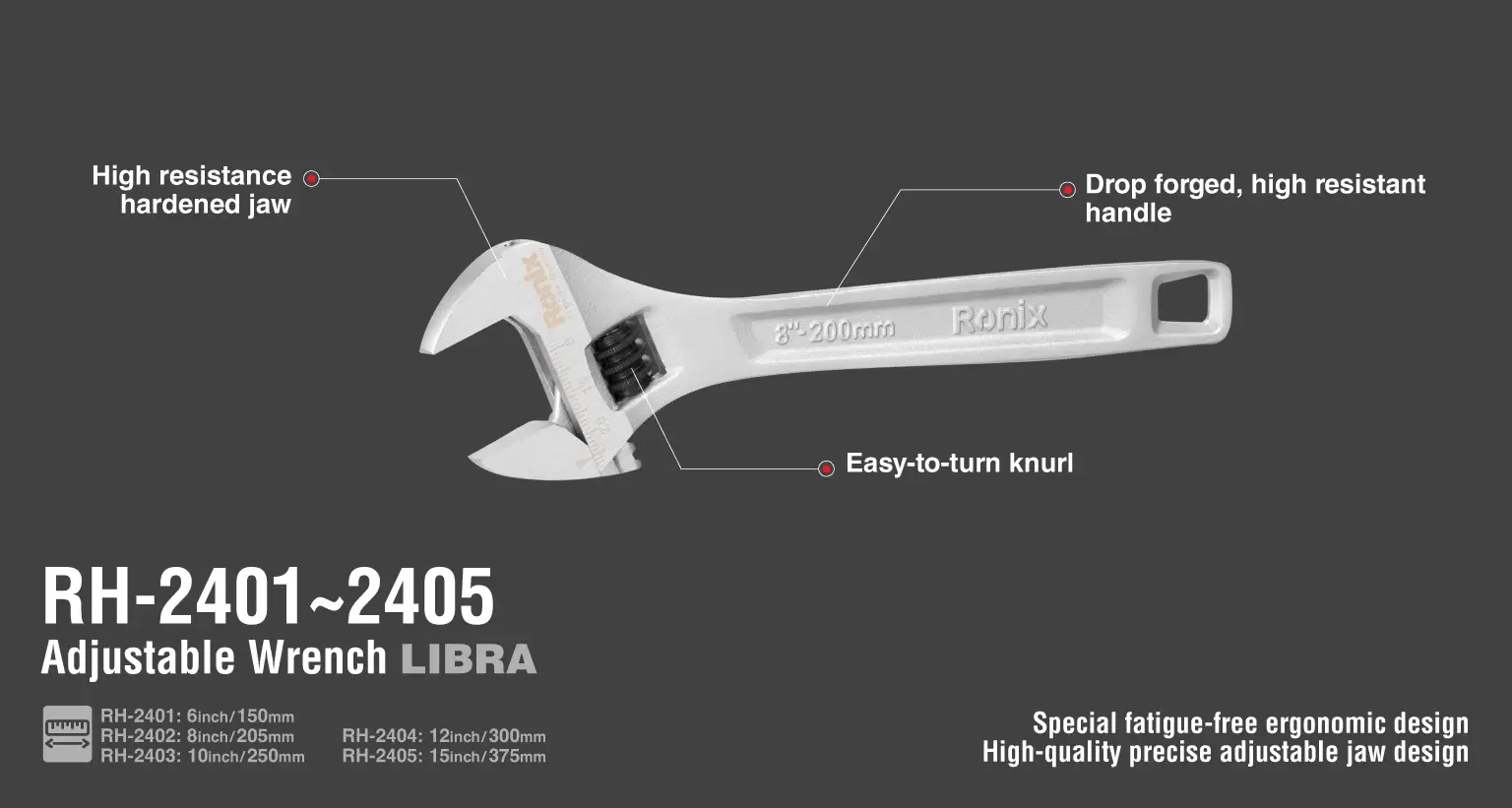 Adjustable Wrench 6 inch-Libra Series