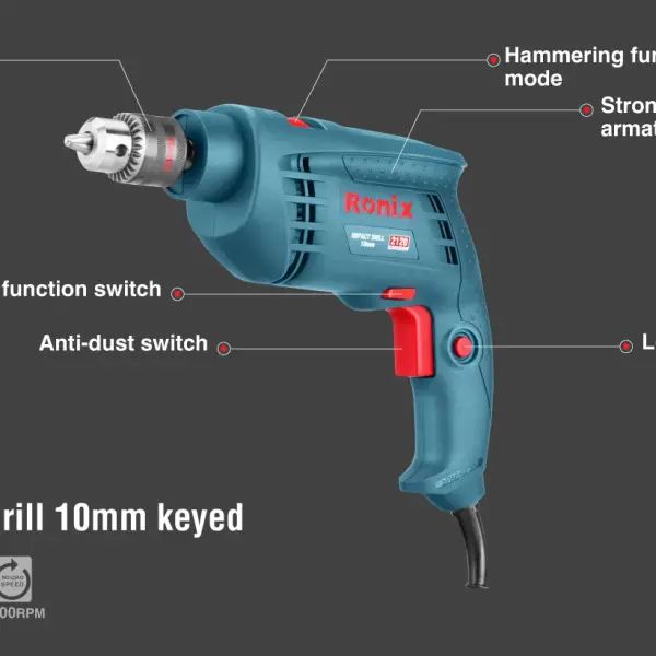 Electric Impact Drill 750W-10mm -Keyed