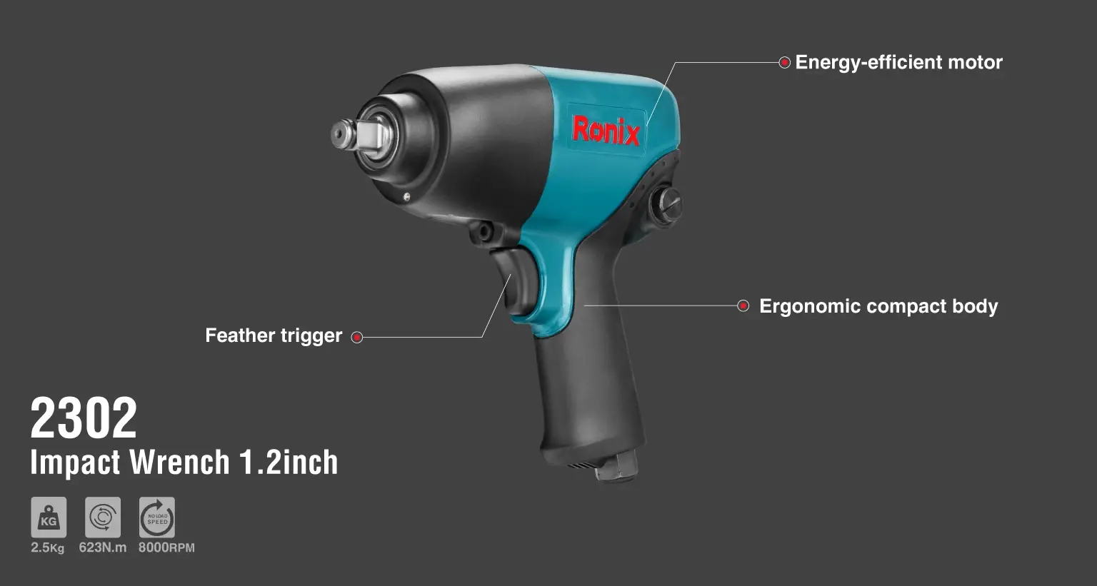 Twin Hammer Air Impact Wrench-1/2 Inch 