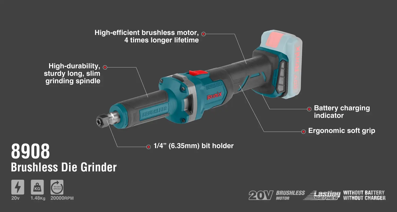 20V Brushless Die grinder 6mm