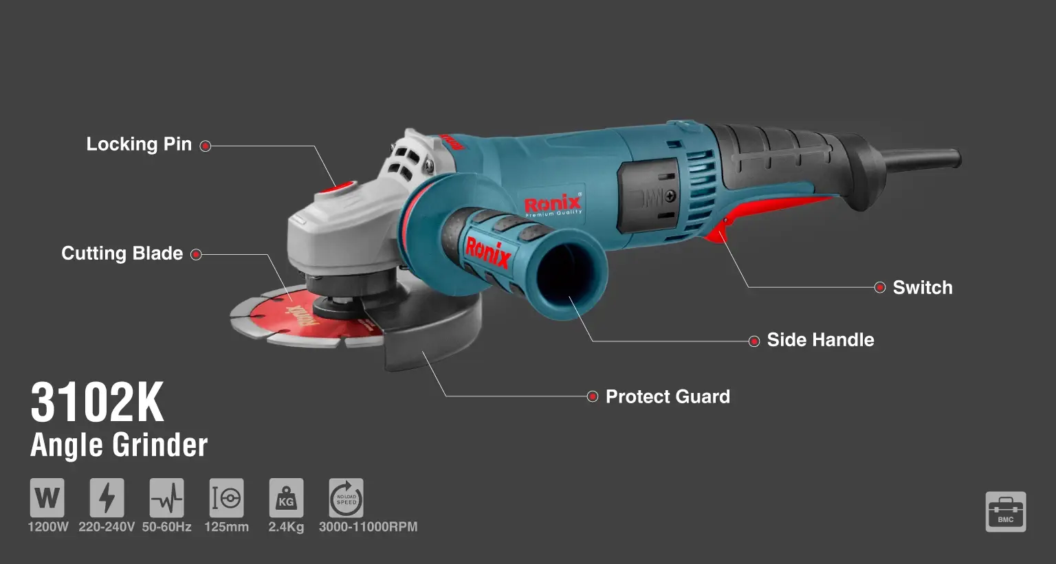 Mini Angle Grinder kit 1200W-125mm