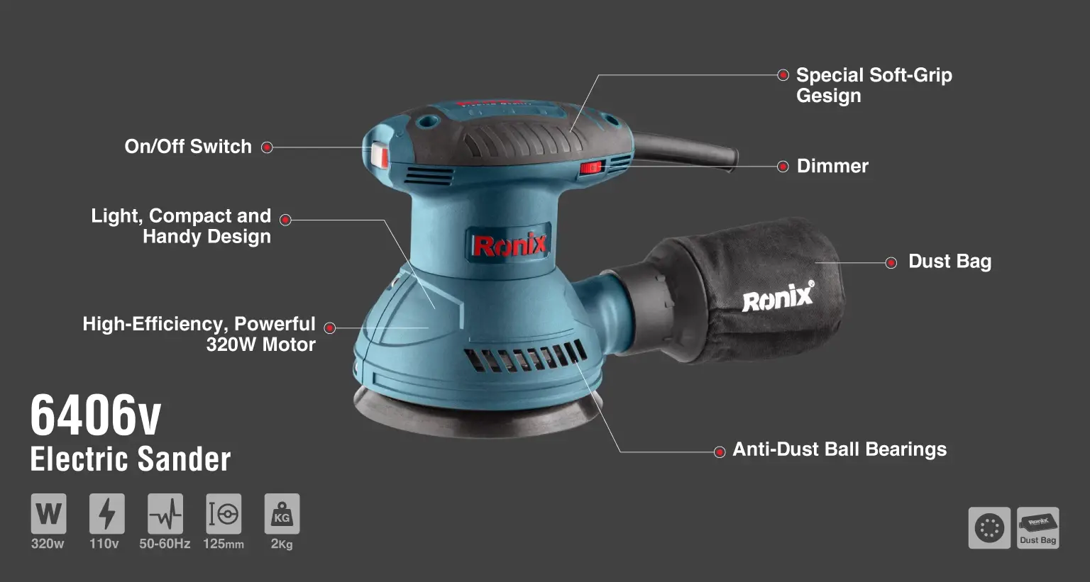 Electric orbital Sander 320W-110V