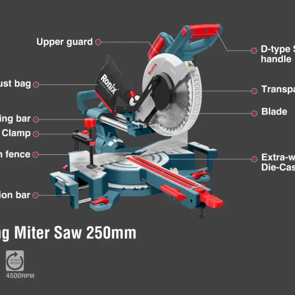 Dual Bevel Sliding Miter Saw 1500W-250mm