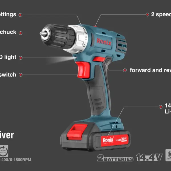 Cordless Impact Drill, 14.4V, Li-ion