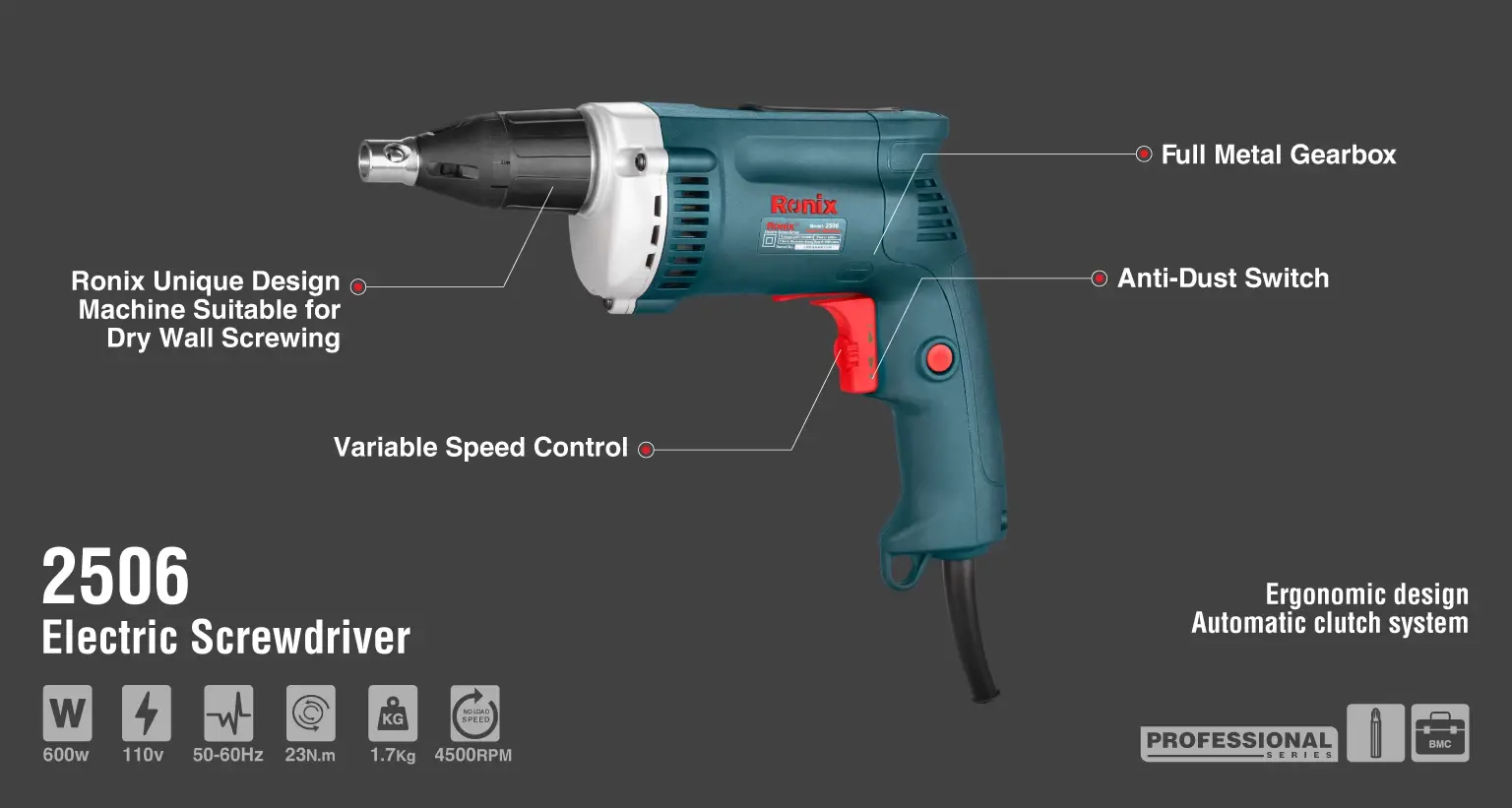 Electric Dry Wall screwdriver 600w