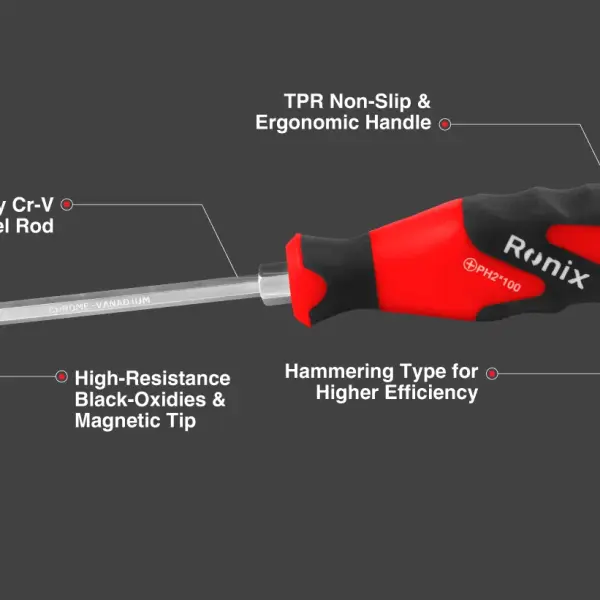 TPR Handle Phillips Hammering Screwdriver 6x100 2x100