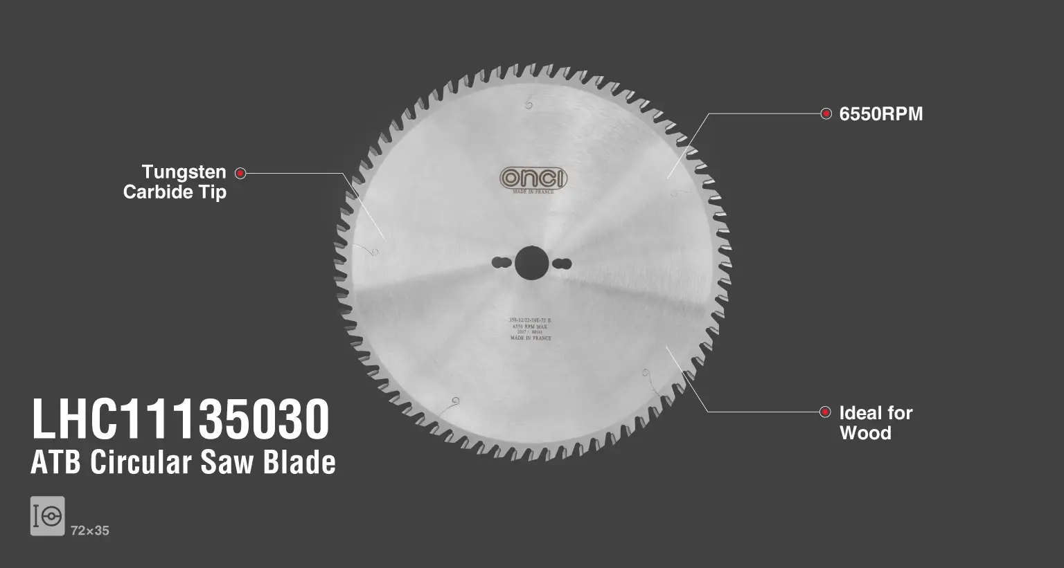 ATB, Circular saw blade 350x3.2x30x72 T