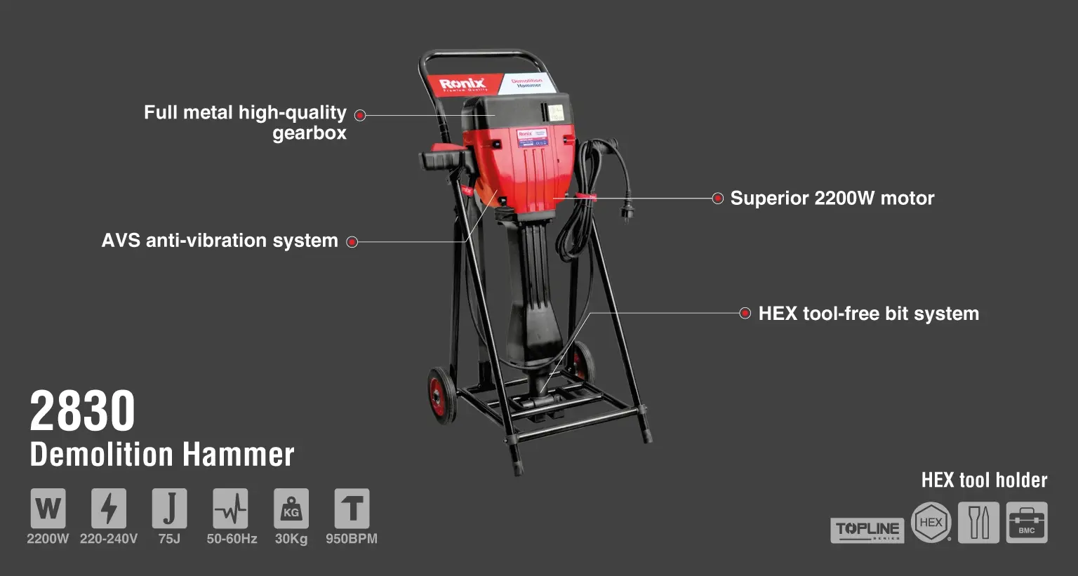 Demolition Hammer 2200W-30Kg