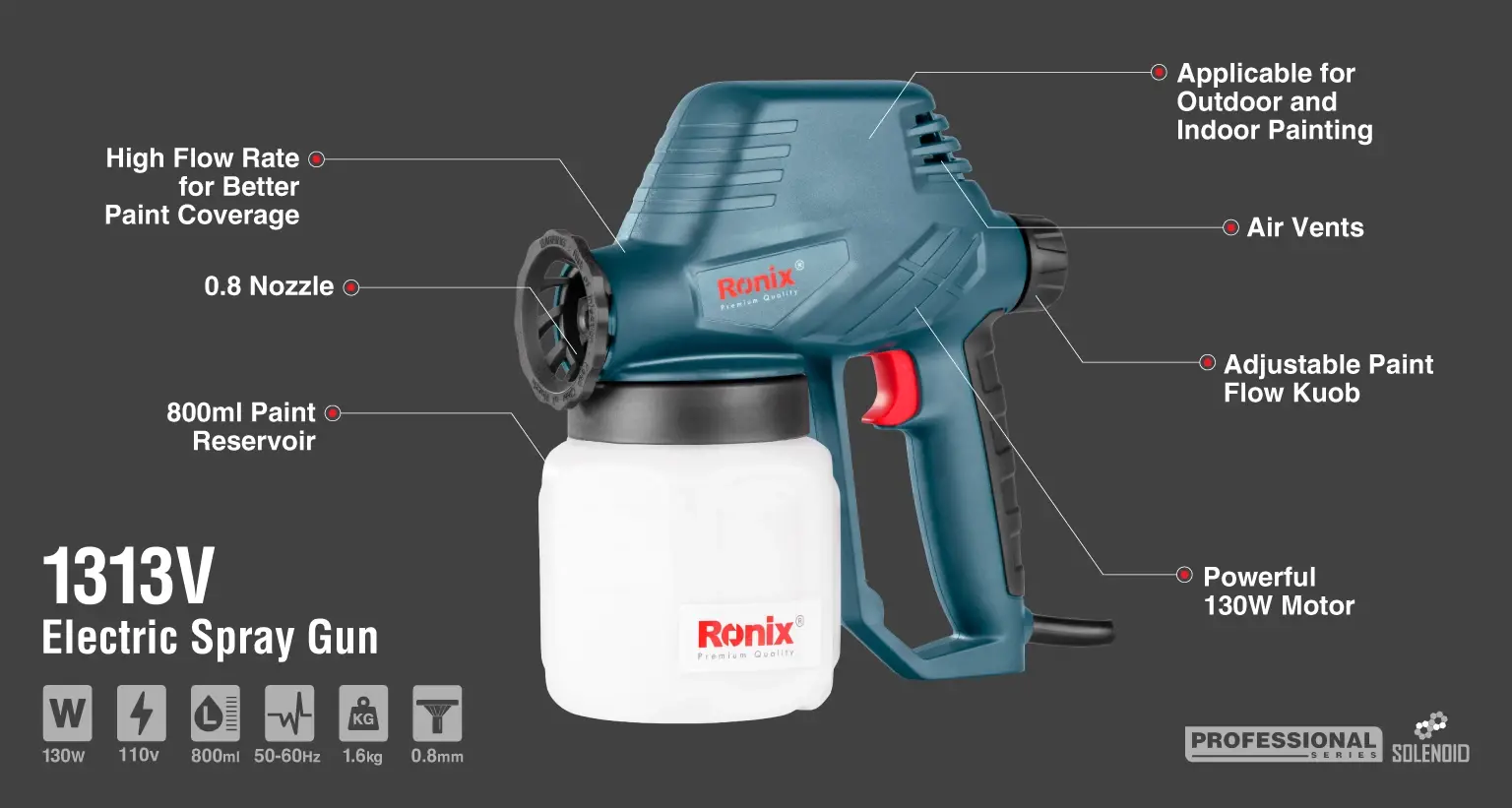 Electric solenoid Spray Gun 130W-110V