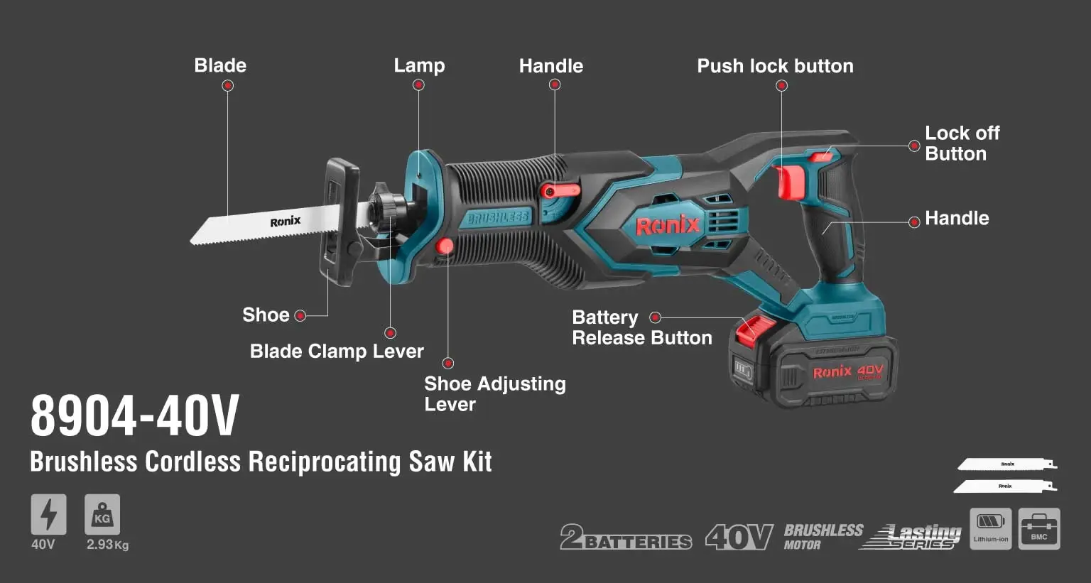 40V Brushless Cordless Reciprocating Saw Kit