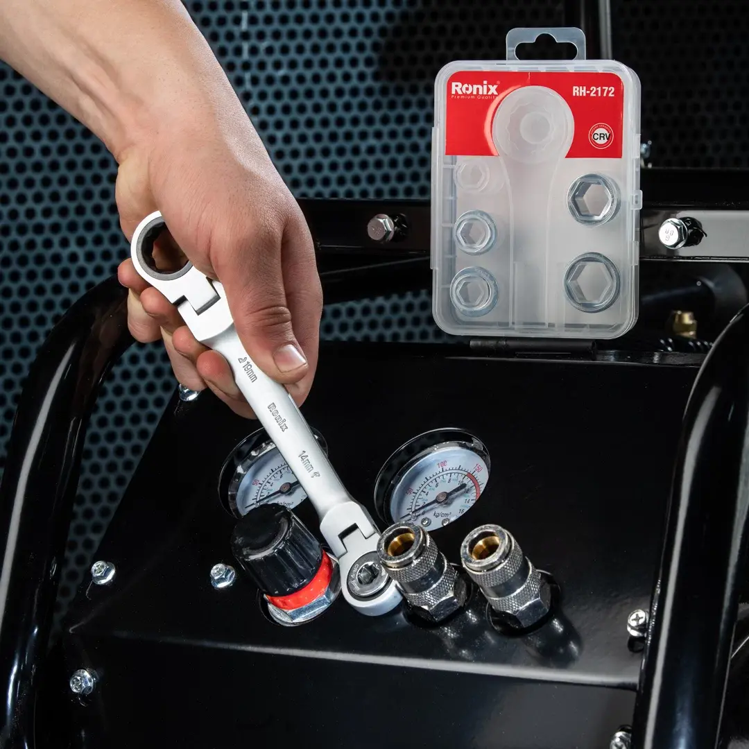 7 in 1 flex head double box end ratcheting wrench set