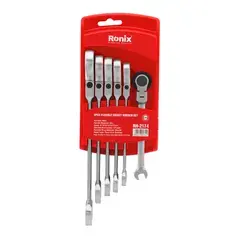 Flex-Head Double Box-End Ratcheting Wrench Set – 6 Pcs
